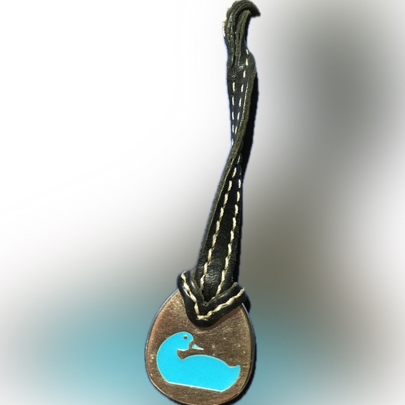 DOONEY & BOURKE BLUE DUCK BLACK LEATHER KEY FOB BAG CHARM KEYCHAIN - Picture 4 of 5